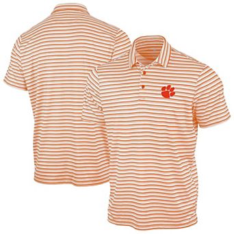 Men's Antigua Orange Clemson Tigers Space Stripe Polo