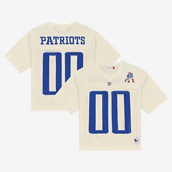 Men's Mitchell & Ness Cream New England Patriots Retro Roots Short Sleeve Sweater Jersey