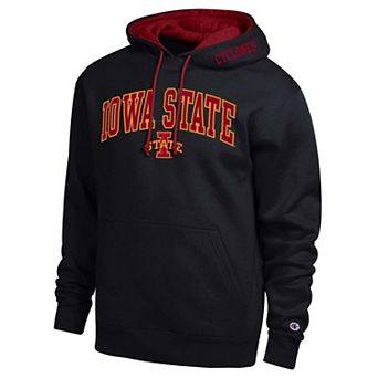 Men's Champion Black Iowa State Cyclones Arch Tackle Twill Hoodie