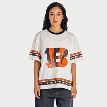 Women's The Wild Collective Cream Cincinnati Bengals Oversized Established Boyfriend T-Shirt