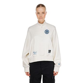 Women's New Era Cream Detroit Lions Academic Quarter-Zip Pullover