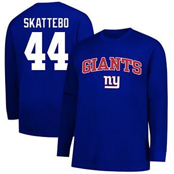 Men's Fanatics Cam Skattebo Royal New York Giants Big & Tall Thermal Waffle Long Sleeve T-Shirt