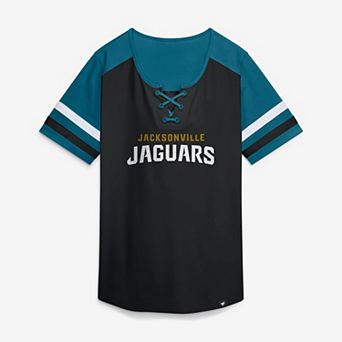 Women's Fanatics Black Jacksonville Jaguars Curl Route Athena Lace-Up T-Shirt