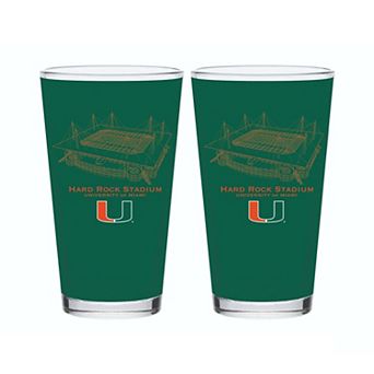 Indigo Falls Miami Hurricanes Core Stadium Pint Glass 2-Pack