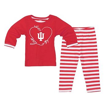 Girls Toddler Wes & Willy Crimson Indiana Hoosiers 2 pc Long Sleeve Top and Pants Set