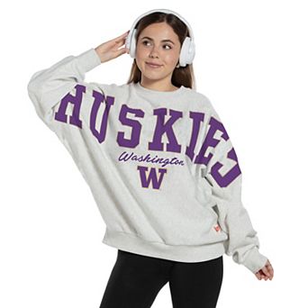 Women's Pressbox Heather Gray Washington Huskies Flannigan Oversized Fleece Sweatshirt