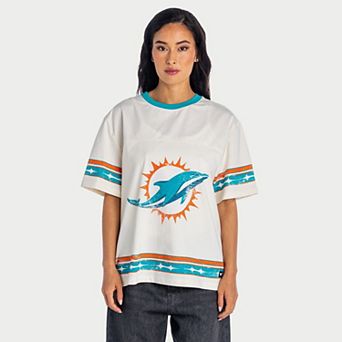 Women's The Wild Collective Cream Miami Dolphins Oversized Established Boyfriend T-Shirt