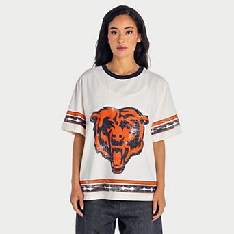 Women's The Wild Collective Cream Chicago Bears Oversized Established Boyfriend T-Shirt