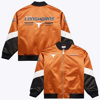 Men's Mitchell & Ness Texas Orange Texas Longhorns Triple Check Heavyweight Satin Jacket