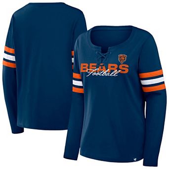 Women's Fanatics Navy/Orange Chicago Bears Plus Size Coverage Scheme Lace-Up Long Sleeve T-Shirt