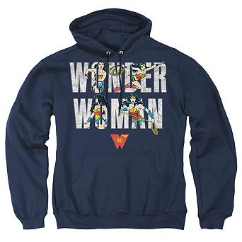 Wonder Woman Illustrated Type Adult Pull Over Hoodie