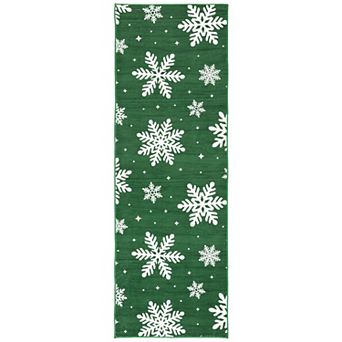 Snowflake Machine Washable Low Pile Area Rug Ultra-Thin Anti-Pilling Carpet for Living Room Porch