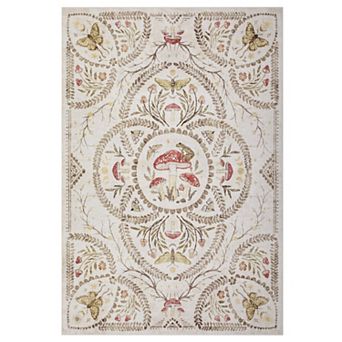 Forest Animal Machine Washable Low Pile Area Rug Stain Resistant Non-Slip Carpet for Living Room