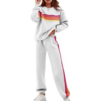Women's 2 pc Tracksuit Crew Neck Long Sleeve Sweatshirt Jogger Pants Casual Loungewear Sets