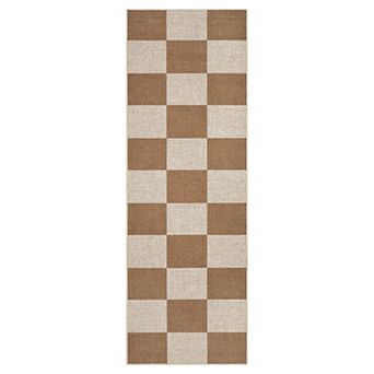 Checkered Easy Jute Machine Washable Area Rug Non-Slip Carpet for Living Bedroom Kitchen Porch