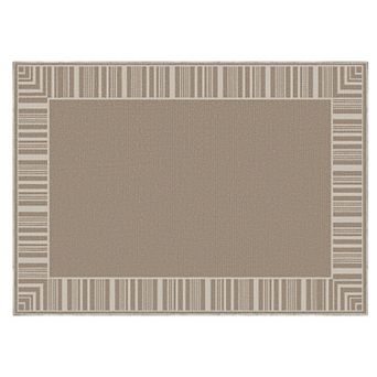 Striped Border Easy Jute Machine Washable Area Rug Stain Resistant Carpet for Living Bedroom Kitchen
