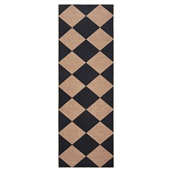 Easy Jute Checkered Machine Washable Area Rug Wrinkle Resistant Carpet for Living Bedroom Kitchen