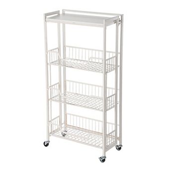 3 tier Collapsible Kitchen Storage Cart for Fruit, Snacks, Utility Cart with Locking Casters