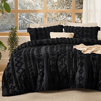 Bedsure Tufted Boho Comforter Set California - Dark Boho Bed Set, GentleSoft™ Farmhouse-Style