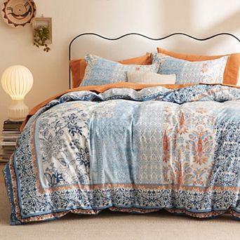 Bedsure Duvet Cover - 100% Cotton Reversible Floral Queen Duvet Cover Set with Zipper Closure, Soft