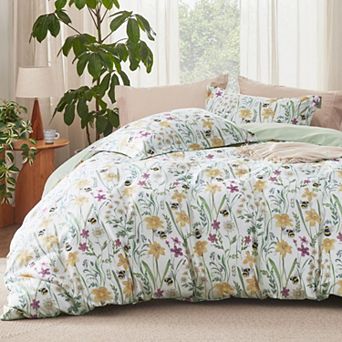 Bedsure Duvet Cover - Reversible Floral Patterned Duvet Cover Set with Zipper Closure, Bedding Set
