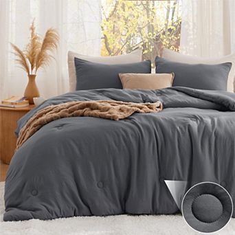 Bedsure Queen Comforter Set Dark, Soft Prewashed Bedding, Quilted Comforter with Circle Design