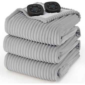 Bedsure Electric Blanket - Super Soft Flannel Sherpa Heated Blanket with Bubble Pattern, Heating