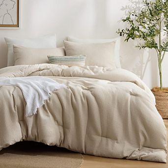 Bedsure Twin Bed Comforter Set Oliver, Waffle Breathable Bedding Set, Soft College Dorm Room