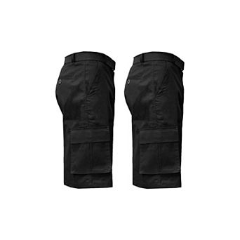 2 pk Galaxy by Harvic Men's Belted Cotton Stretch Cargo Shorts with Multi Pockets