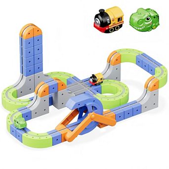 Contixo MT4 Magnetic Track 91 pc 3D Building Set with Rechargeable Motorized Race Car, Ages 3+