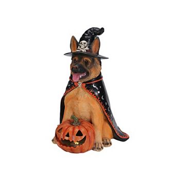 KWPZQEB Halloween Resin German Shepherd Dog Statue with LED Light