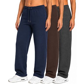 Blu Rock Women's Loose Fit Tech Fleece Performance Sweatpants with Open Bottom-3 Pack
