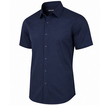 Mens Short Sleeve Slim-Fit Design Dress Shirts (S-3XL)