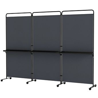 Costway 3-Panel Room Divider with Storage Shelves 6FT Tall Folding Privacy Screen on Wheels