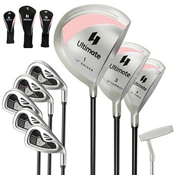 Costway 9 pc Women's Complete Golf Club Set Right Handed with 460cc Alloy Driver Irons