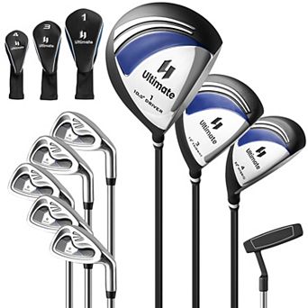 Costway 9 pc Men's Complete Golf Club Set Right Handed with 460cc Alloy Driver Irons