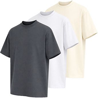 Blu Rock Men's Oversized Heavyweight Cotton Crew Neck Short Sleeve Tee Loose Fit Tops-3 Pack