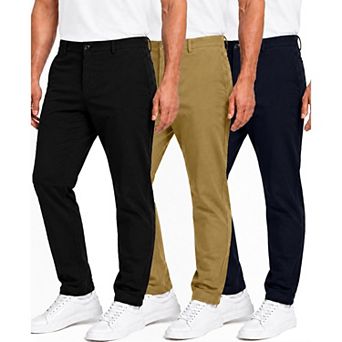 Blu Rock Men's Super Stretch Slim Fit Everyday Chino Pants-3 Pack
