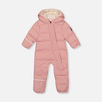 Baby Girl Cloud Quilted One Piece Snowsuit Adapted for Car Seats