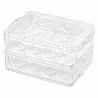 2 Layer 24 cup ake Carrier Storage Container Lid Handle Freezer Dishwasher Microwave Safe