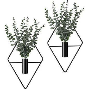 4 pc Hanging Planters with Artificial Eucalyptus Metal Hanging Vase Indoor Plants Holder , for Home