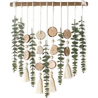Artificial Eucalyptus Wall Decor,16.5 inch Wooden Stick Rustic Farmhouse Decor for Bedroom Bathroom