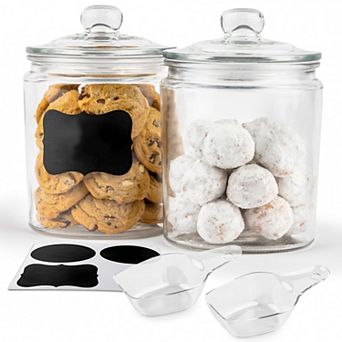 Glass Storage Containers With Lids 1/2 Gallon Set of 2 Kitchen Jars Food Cookie Pantry Bathroom