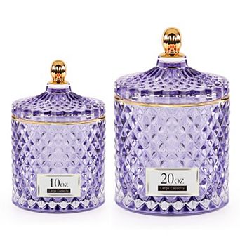 2 Pack Glass Jars with Lids 20oz+10oz Qtip Holder Bathroom Storage Organizer Cotton Ball