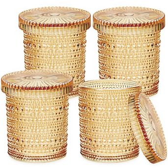 4-Pack Glass Qtip Holder Dispenser 10oz Bathroom Organizer Storage Jars for Cotton Rounds Ball