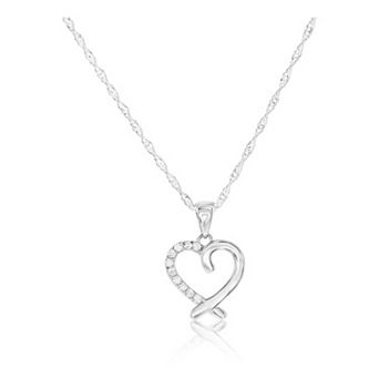 Sterling Silver Crystal Heart Pendant Necklace