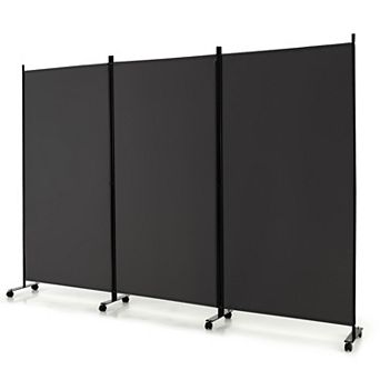 Costway 3-Panel Folding Room Divider 6Ft Rolling Privacy Screen with Lockable Wheels