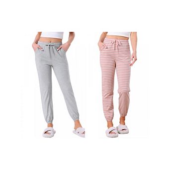2 Packs Women's Cotton Pajamas Pants Drawstring Elastic Waist Lounge Yoga Bottoms with Pockets