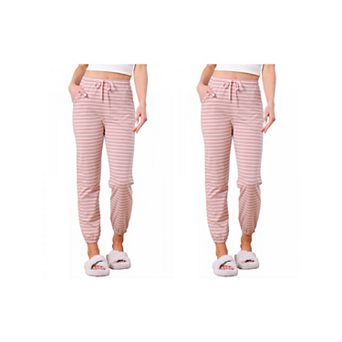 2 Packs Women's Cotton Pajamas Pants Drawstring Elastic Waist Lounge Yoga Bottoms with Pockets