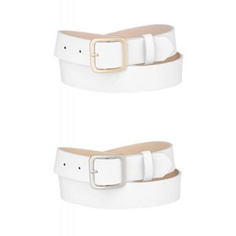 2 Packs Women's Pin Buckle Belt Soft Wide Waist Belt Casual Dresses Jeans Pants
